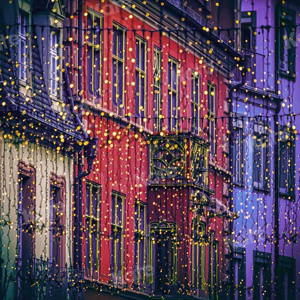 Kate Christmas Street Backdrop Town Small Lights Designed by Chain Photography - Kate Backdrop AU