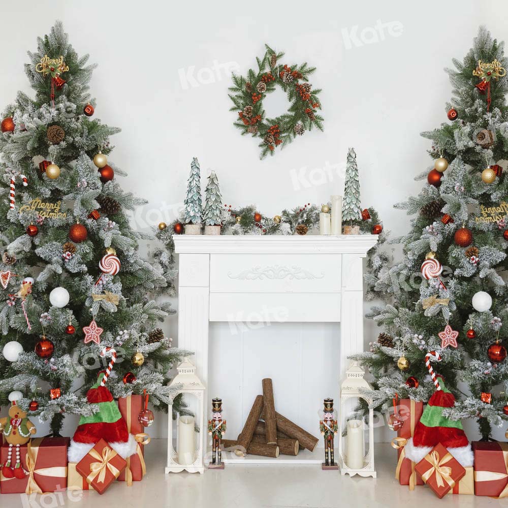 Kate White Fireplace Backdrop Christmas Tree Designed by Emetselch - Kate Backdrop AU