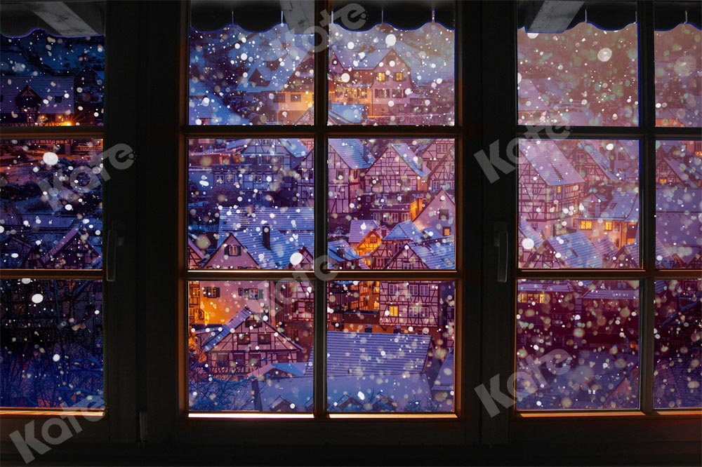Kate Christmas Eve Backdrop Town Window Designed by Chain Photography - Kate Backdrop AU