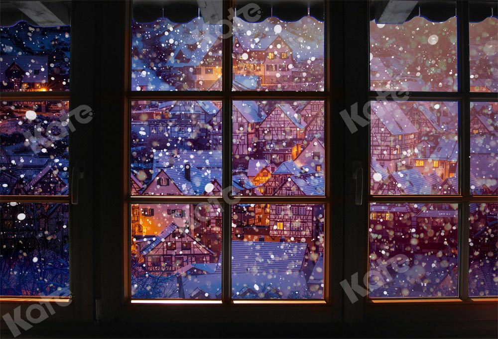 Kate Christmas Eve Backdrop Town Window Designed by Chain Photography - Kate Backdrop AU