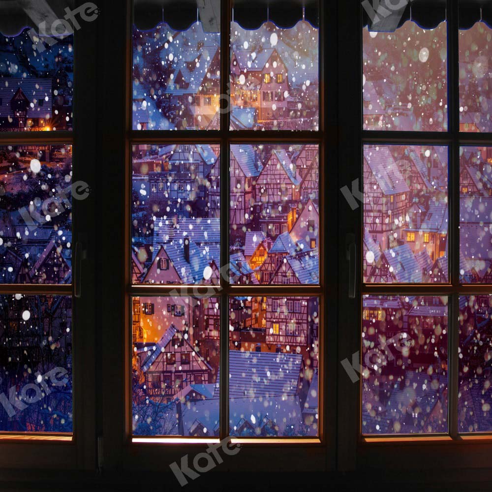 Kate Christmas Eve Backdrop Town Window Designed by Chain Photography - Kate Backdrop AU