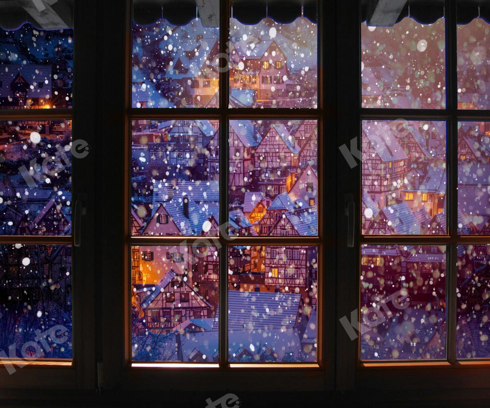 Kate Christmas Eve Backdrop Town Window Designed by Chain Photography - Kate Backdrop AU