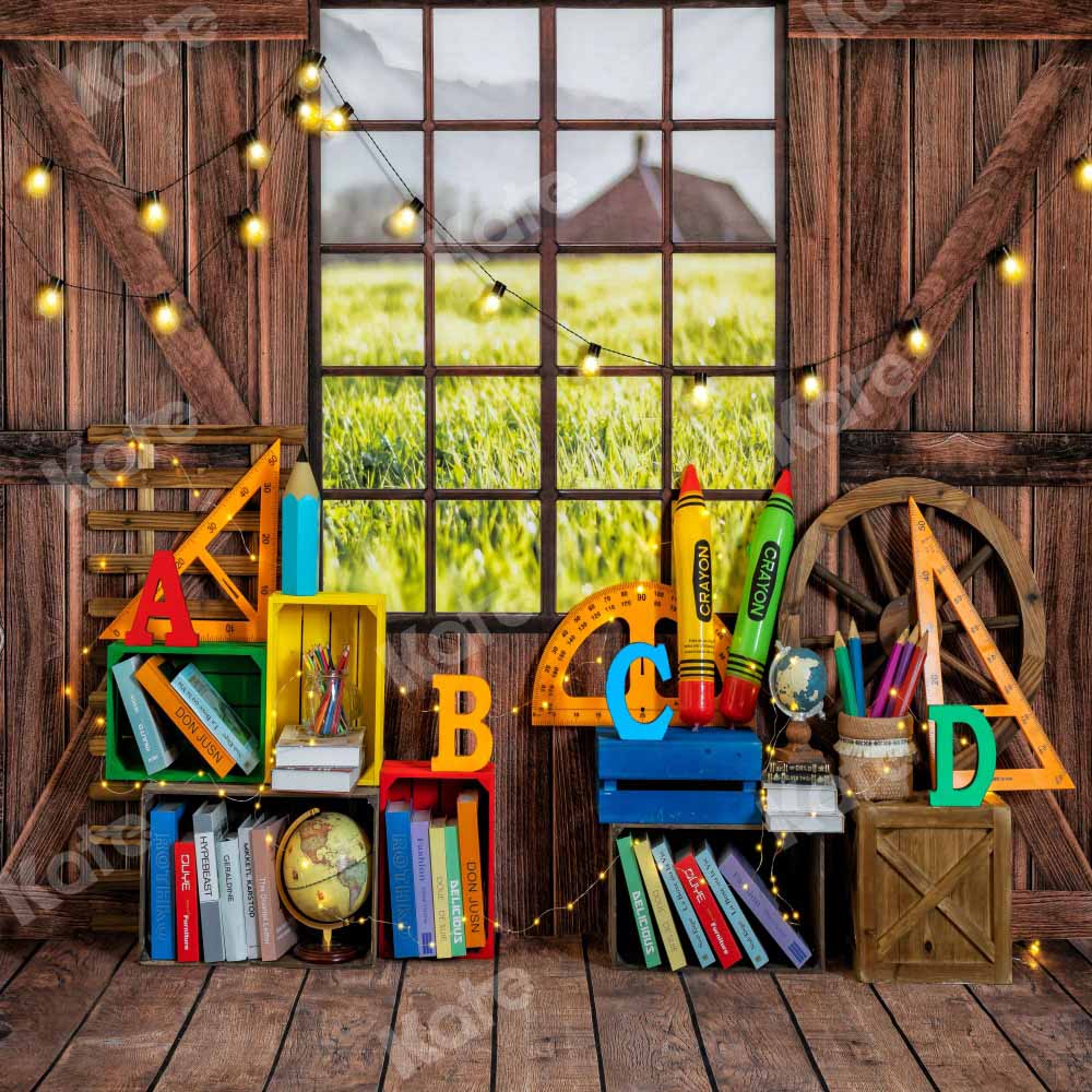 Kate Back to School Backdrop Chalet Window Designed by Emetselch - Kate Backdrop AU