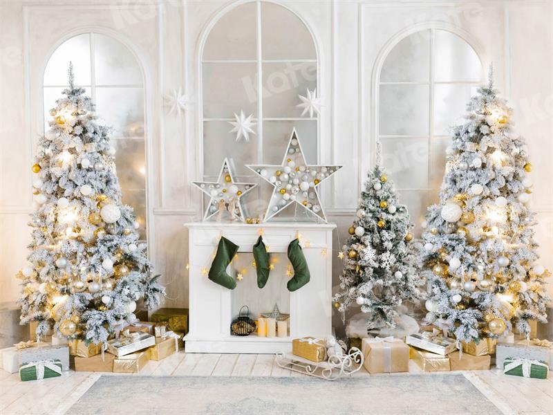 Kate Christmas Tree Backdrop Fireplace Stars for Photography - Kate Backdrop AU