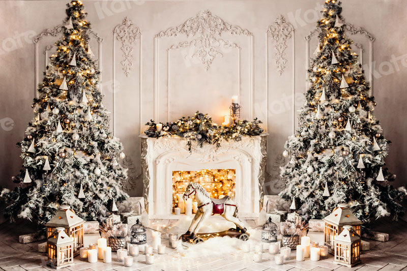 Kate Christmas Tree Backdrop Fireplace Trojan Horse for Photography - Kate Backdrop AU