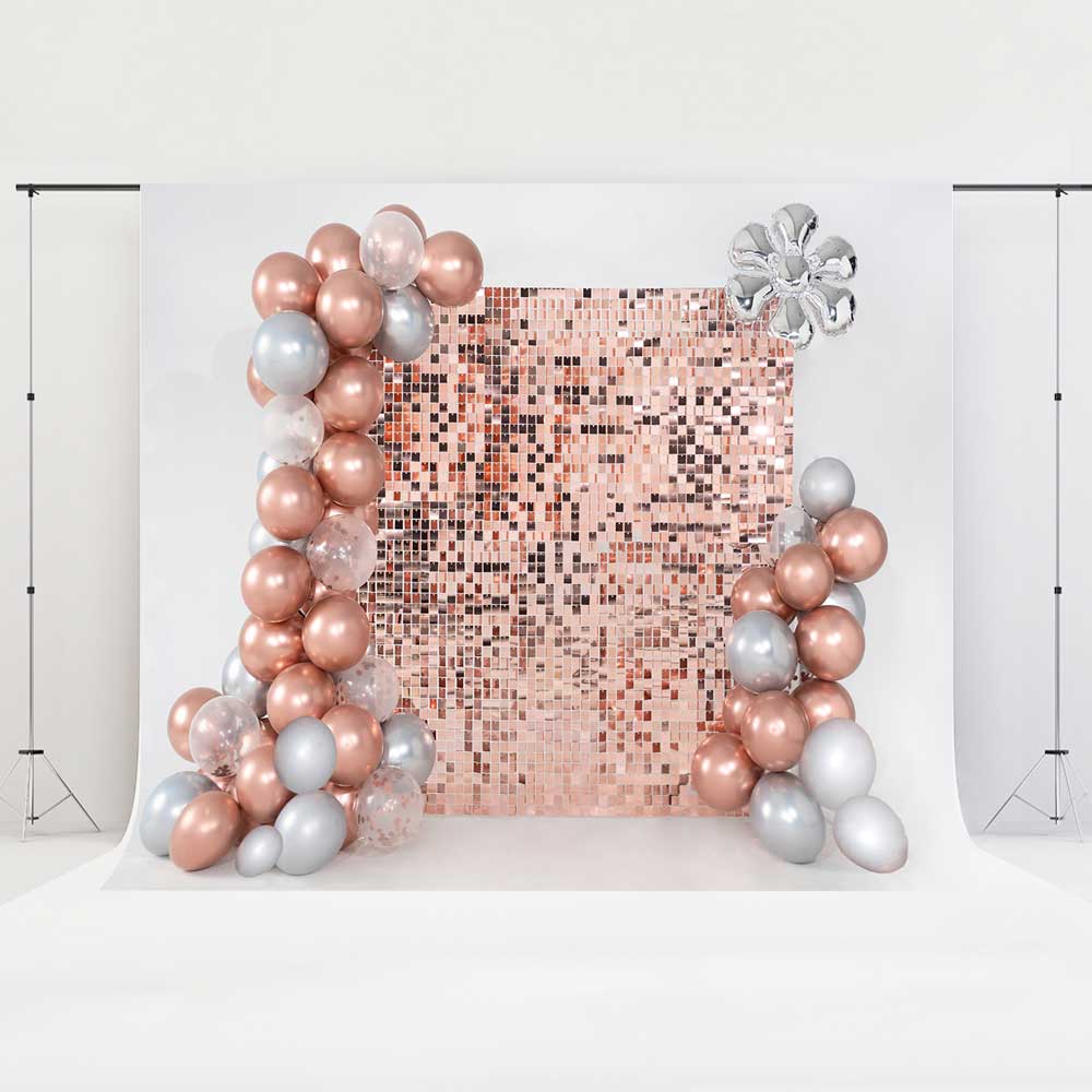 Kate Champagne Backdrop Sequins Balloons Cake Smash Designed by Emetselch - Kate Backdrop AU