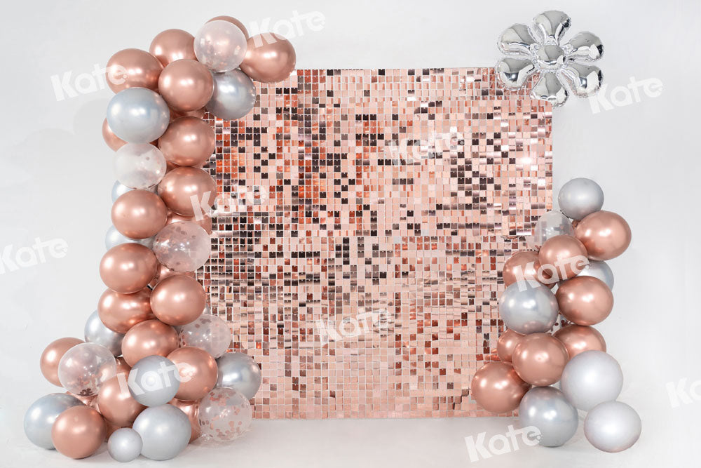 Kate Champagne Backdrop Sequins Balloons Cake Smash Designed by Emetselch - Kate Backdrop AU