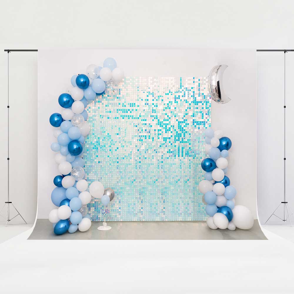 Kate Blue Sequin Wall Backdrop Party Cake Smash Designed by Emetselch(print, non-sequin props) - Kate Backdrop AU