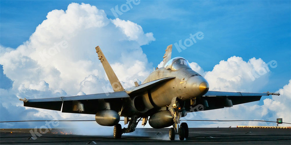 Kate Airplane Backdrop Blue Sky White Clouds Designed by Chain Photography - Kate Backdrop AU