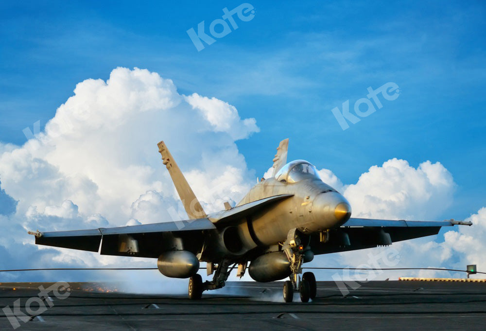 Kate Airplane Backdrop Blue Sky White Clouds Designed by Chain Photography - Kate Backdrop AU