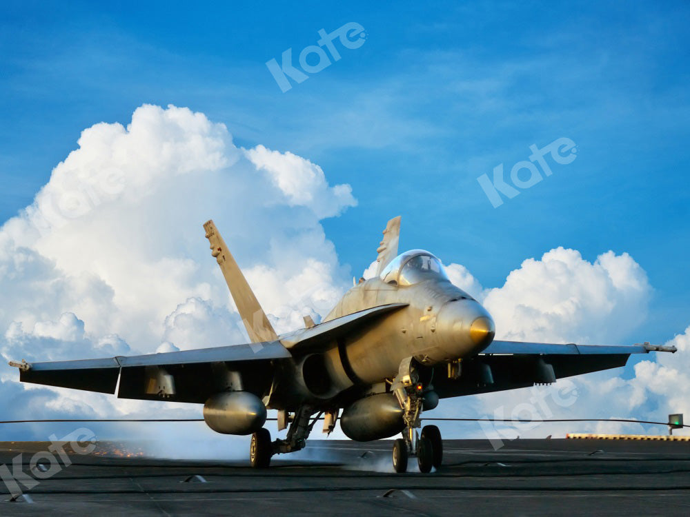 Kate Airplane Backdrop Blue Sky White Clouds Designed by Chain Photography - Kate Backdrop AU