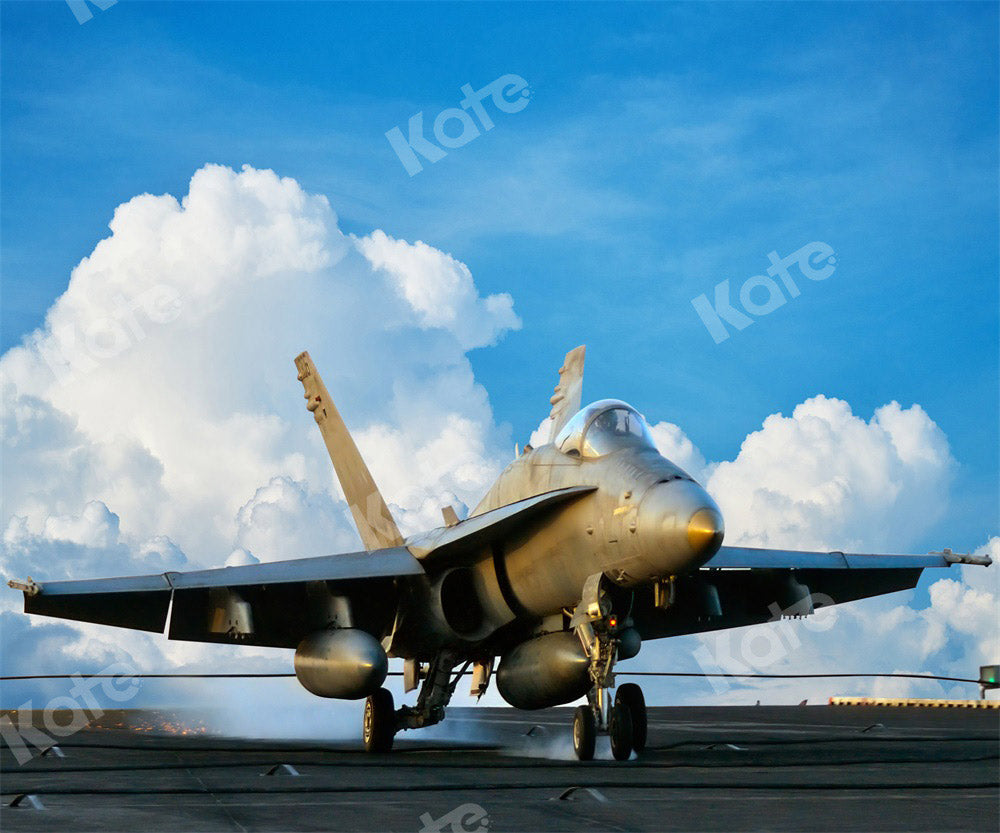 Kate Airplane Backdrop Blue Sky White Clouds Designed by Chain Photography - Kate Backdrop AU