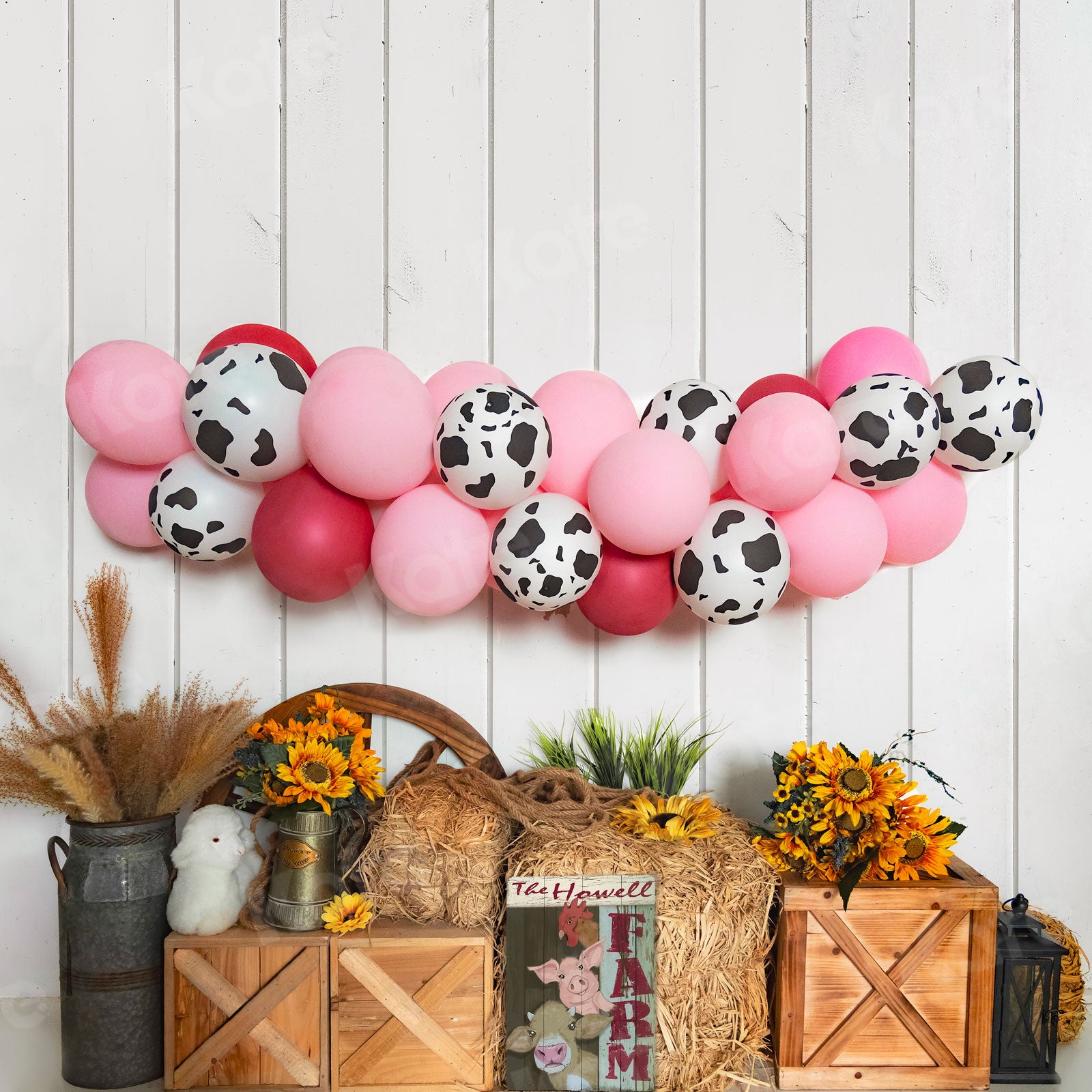 Kate Farm Theme Party Backdrop Blue Wood Plank Designed by Kate Image - Kate Backdrop AU