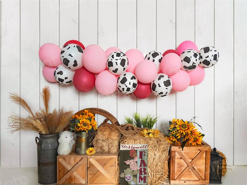 Kate Farm Theme Party Backdrop Blue Wood Plank Designed by Kate Image - Kate Backdrop AU