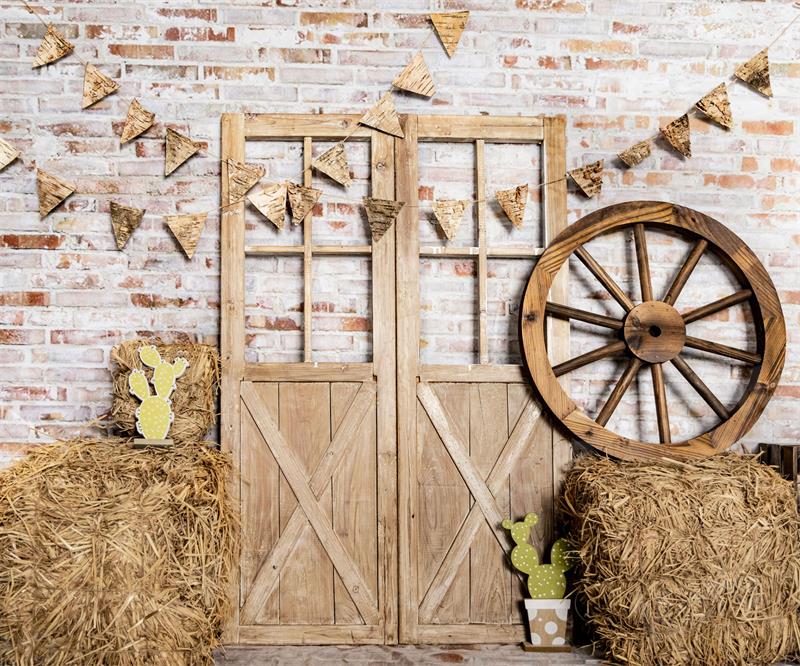 Kate Autumn Haystack Backdrop Barn Door for Photography - Kate Backdrop AU