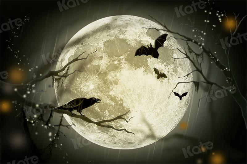 Kate Halloween Backdrop Moon Bat Night for Photography - Kate Backdrop AU