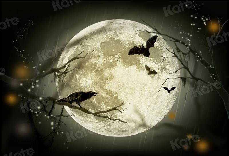 Kate Halloween Backdrop Moon Bat Night for Photography - Kate Backdrop AU