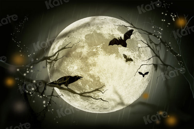 Kate Halloween Backdrop Moon Bat Night for Photography - Kate Backdrop AU