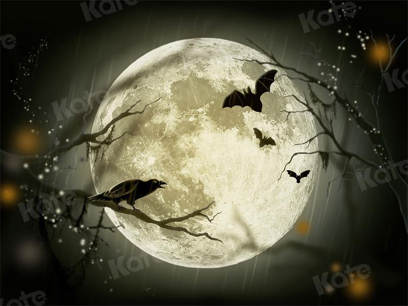 Kate Halloween Backdrop Moon Bat Night for Photography - Kate Backdrop AU
