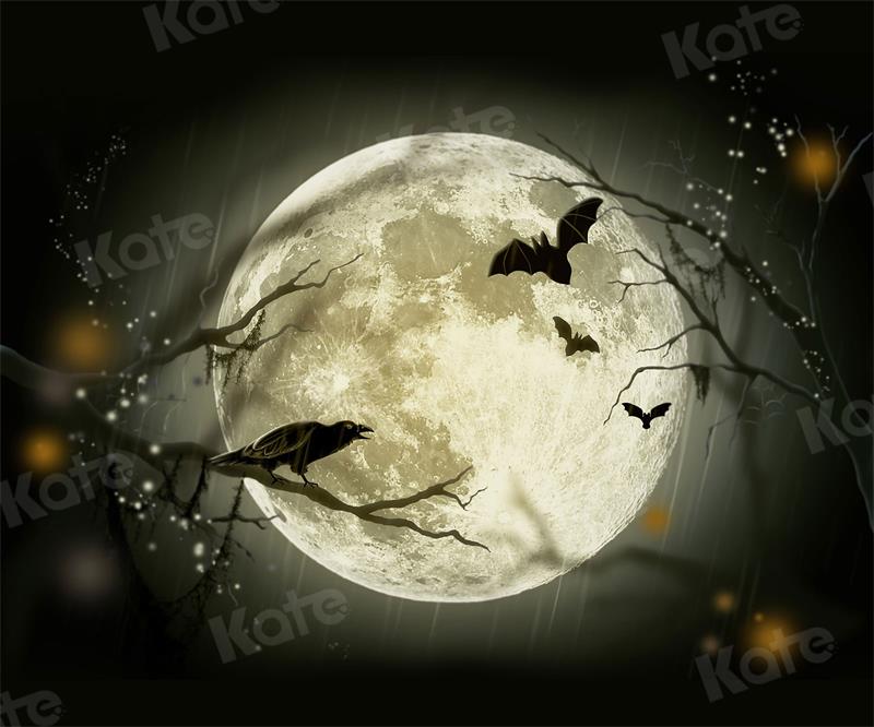 Kate Halloween Backdrop Moon Bat Night for Photography - Kate Backdrop AU