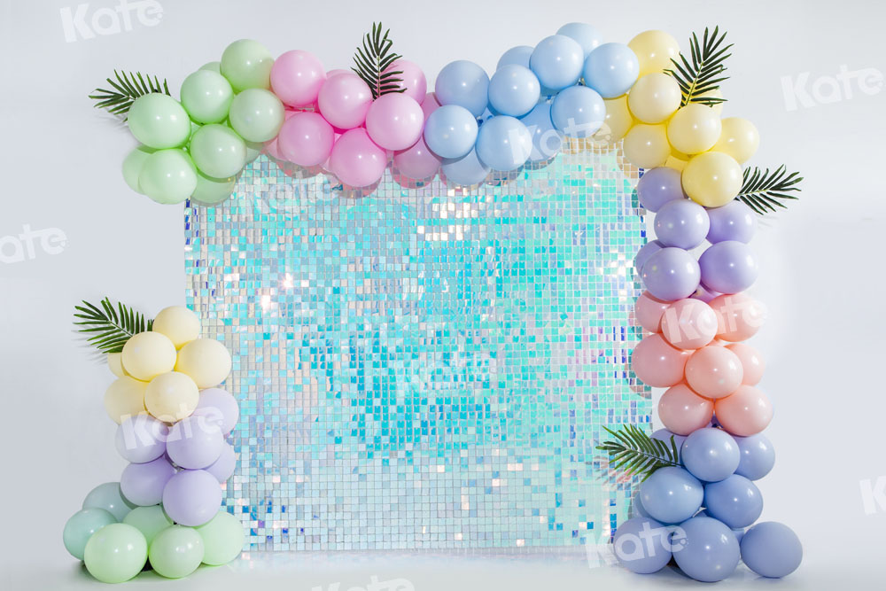 Kate Blue Sequin Balloons Backdrop Birthday Party Designed by Emetselch(print, non-sequin props) - Kate Backdrop AU