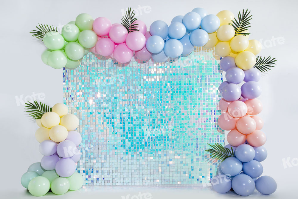 Kate Blue Sequin Balloons Backdrop Birthday Party Designed by Emetselch(print, non-sequin props) - Kate Backdrop AU