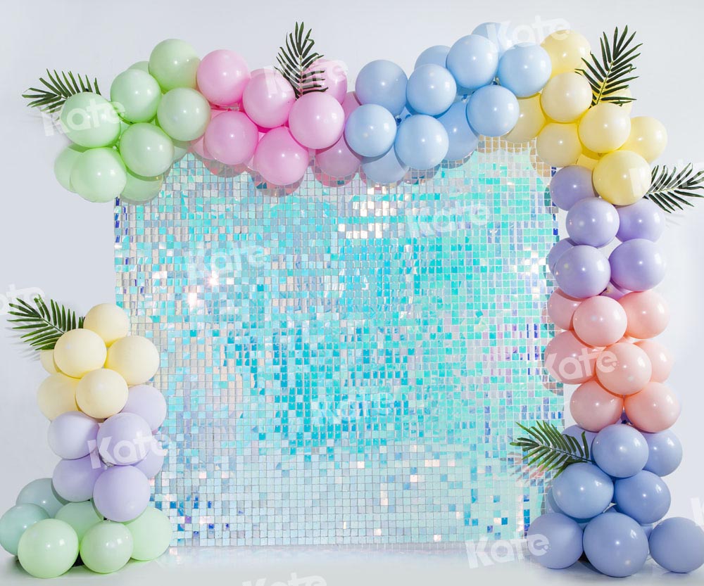 Kate Blue Sequin Balloons Backdrop Birthday Party Designed by Emetselch(print, non-sequin props) - Kate Backdrop AU