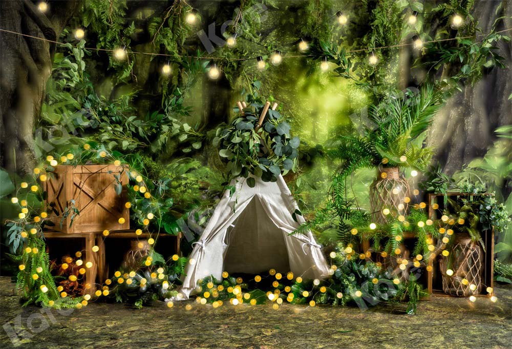 Kate Summer Forest Backdrop Camping Boy Bokeh Designed by Emetselch - Kate Backdrop AU