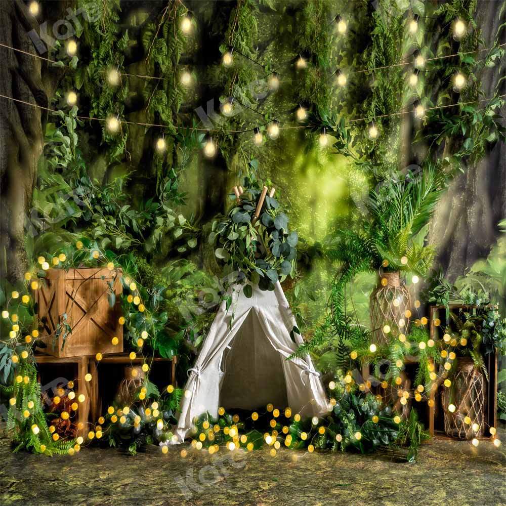 Kate Summer Forest Backdrop Camping Boy Bokeh Designed by Emetselch - Kate Backdrop AU