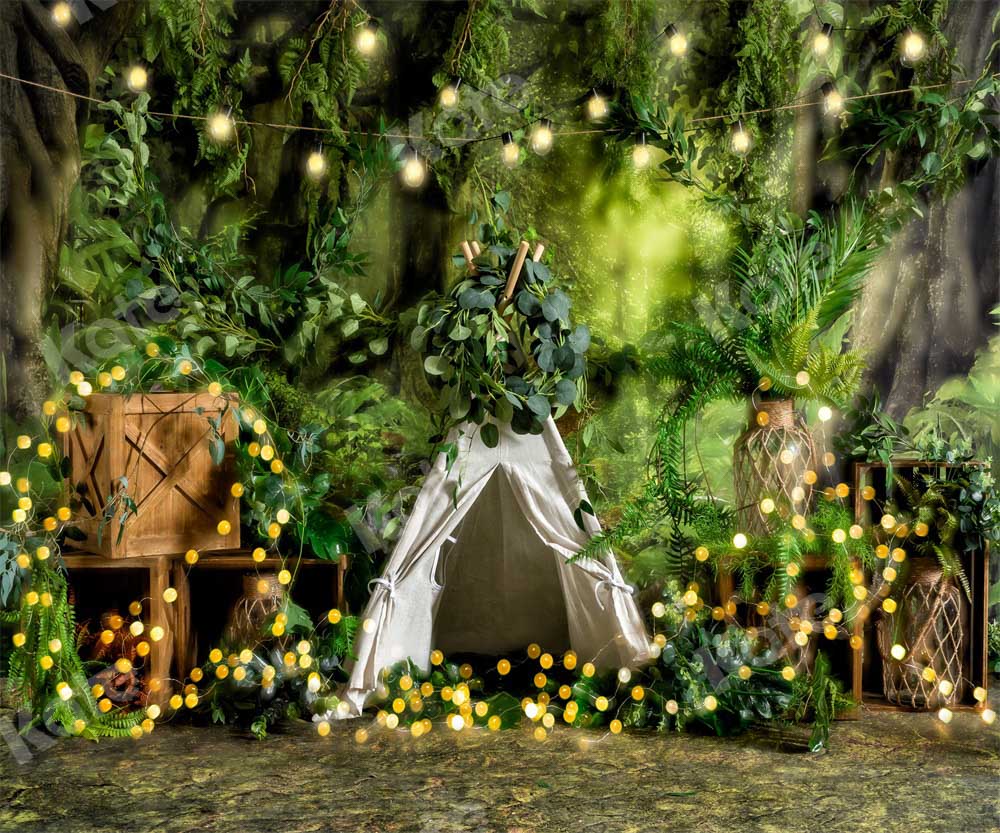 Kate Summer Forest Backdrop Camping Boy Bokeh Designed by Emetselch - Kate Backdrop AU