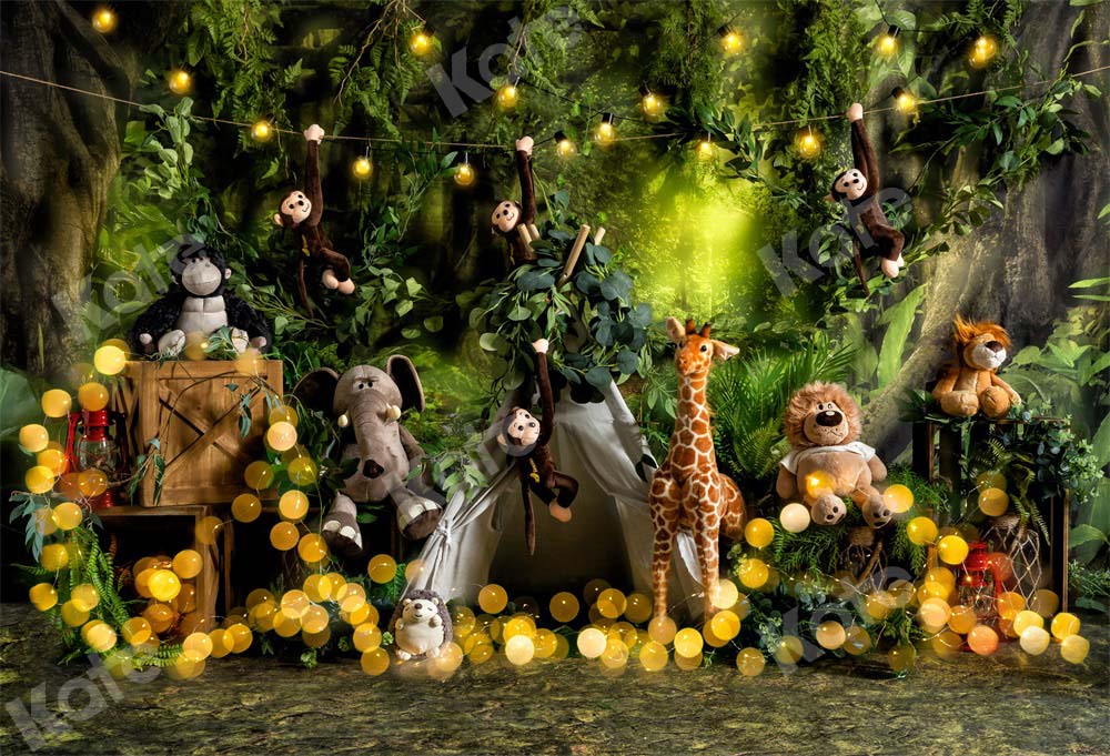 Kate Summer Forest Backdrop Wild Animals Tent Bokeh Designed by Emetselch - Kate Backdrop AU