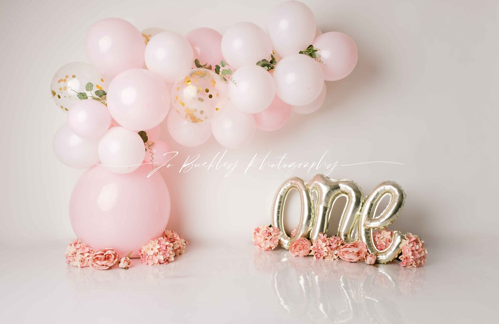 Kate 1st Birthday Backdrop Balloon Flowers Spring Designed by Jo Buckley Photography - Kate Backdrop AU
