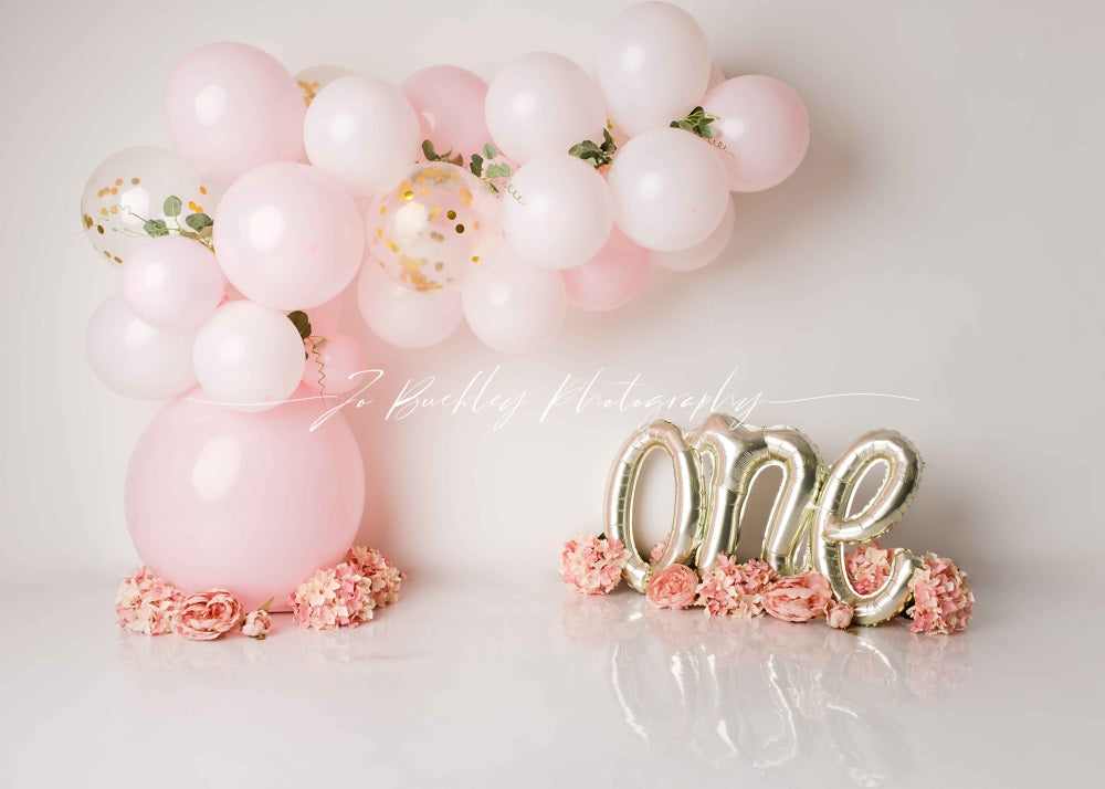 Kate 1st Birthday Backdrop Balloon Flowers Spring Designed by Jo Buckley Photography - Kate Backdrop AU