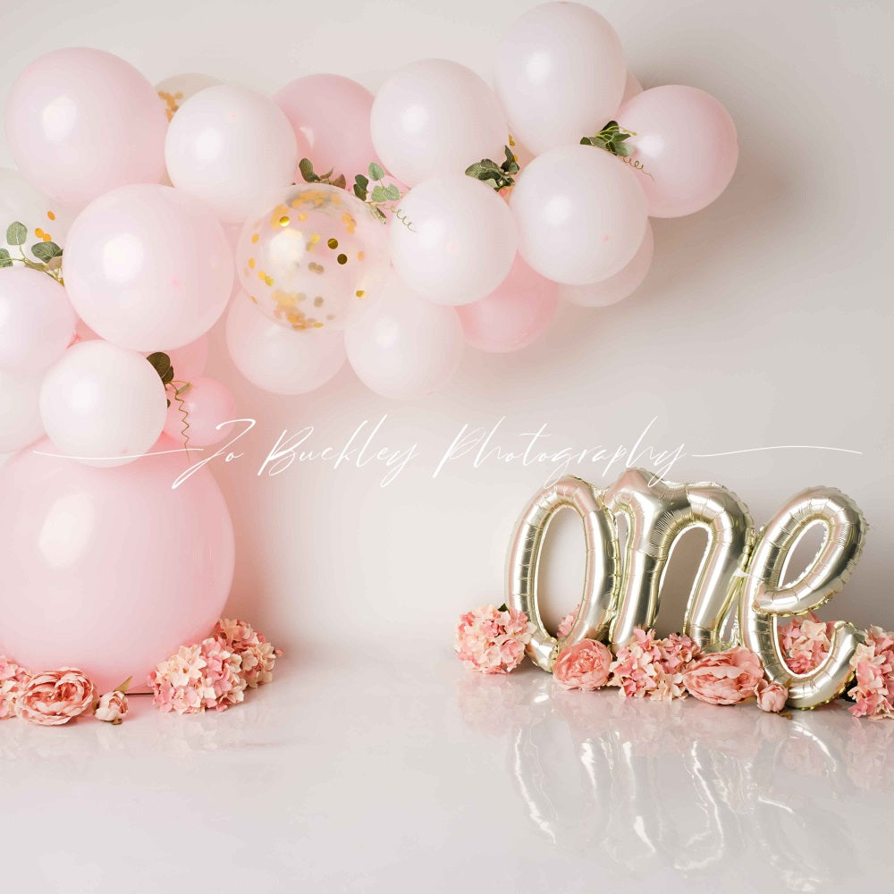 Kate 1st Birthday Backdrop Balloon Flowers Spring Designed by Jo Buckley Photography - Kate Backdrop AU