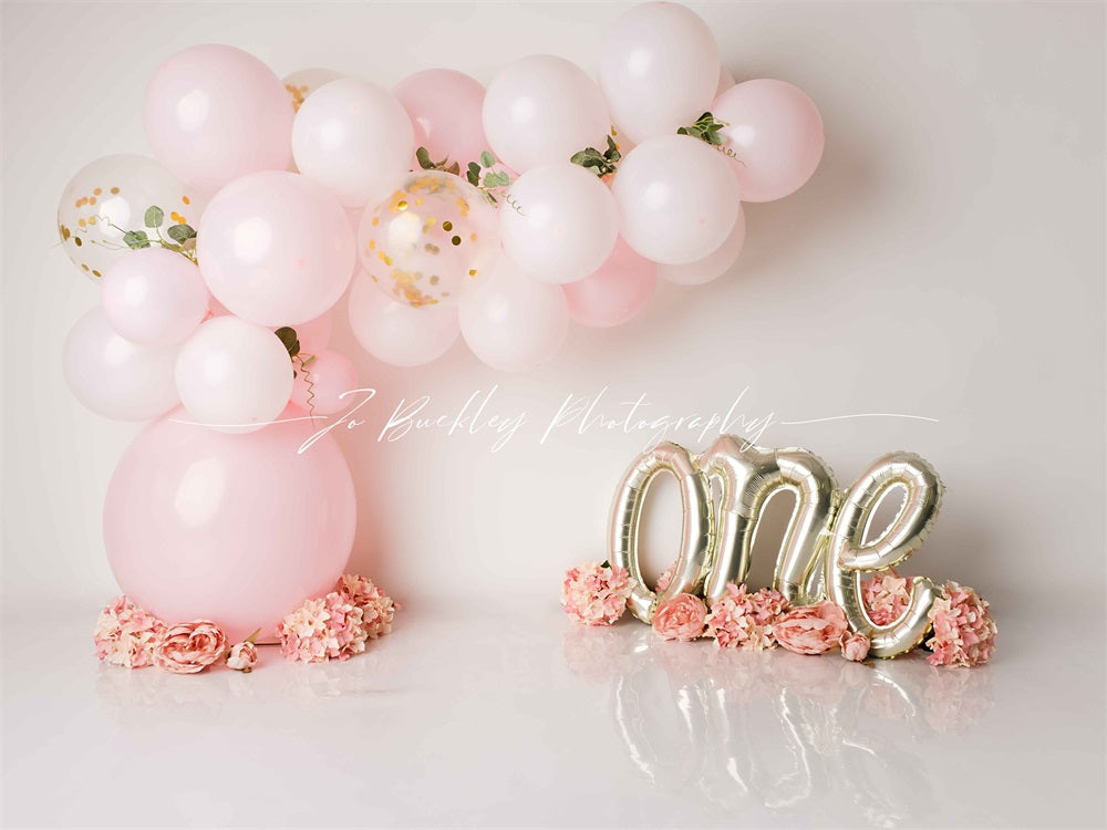 Kate 1st Birthday Backdrop Balloon Flowers Spring Designed by Jo Buckley Photography - Kate Backdrop AU