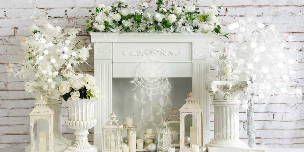 Kate White Fireplace Backdrop Boho Designed by Emetselch - Kate Backdrop AU