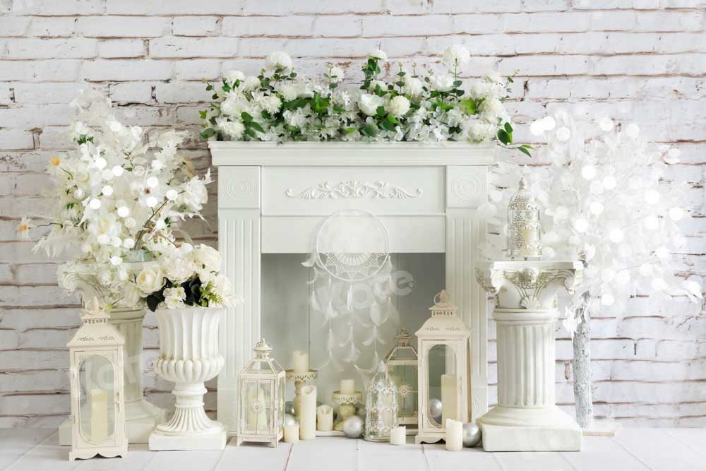 Kate White Fireplace Backdrop Boho Designed by Emetselch - Kate Backdrop AU
