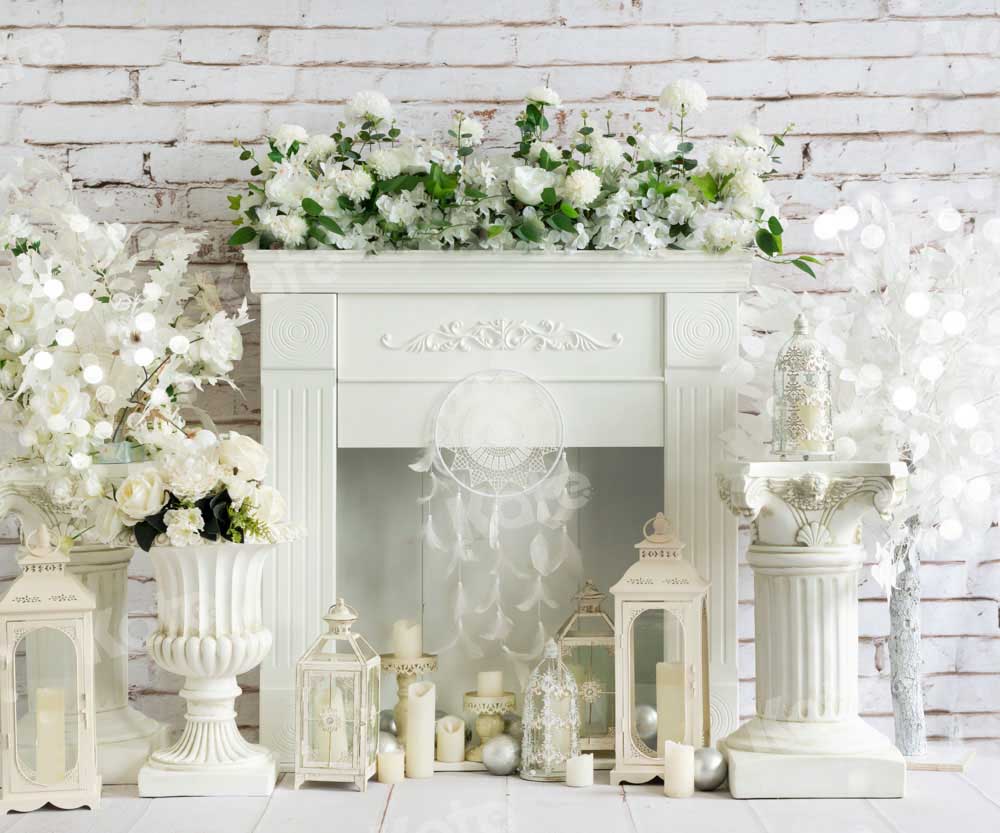 Kate White Fireplace Backdrop Boho Designed by Emetselch - Kate Backdrop AU