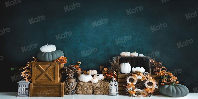 Kate Autumn Pumpkin Flowers Backdrop Designed by Uta Mueller Photography - Kate Backdrop AU