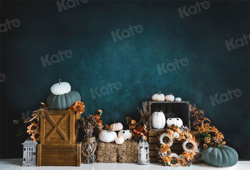 Kate Autumn Pumpkin Flowers Backdrop Designed by Uta Mueller Photography - Kate Backdrop AU