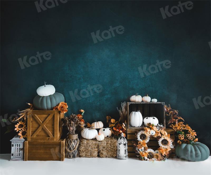 Kate Autumn Pumpkin Flowers Backdrop Designed by Uta Mueller Photography - Kate Backdrop AU