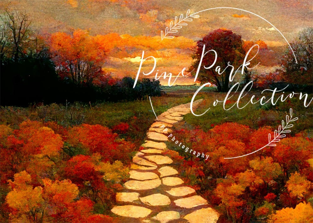 Kate Fall Path Sunrise Backdrop Designed By Pine Park Collection - Kate Backdrop AU