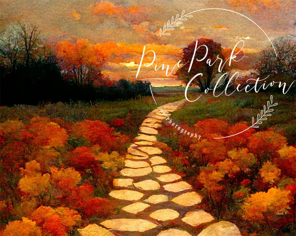 Kate Fall Path Sunrise Backdrop Designed By Pine Park Collection - Kate Backdrop AU