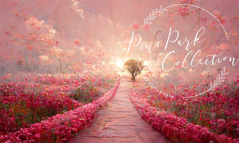 Kate Pink Floral Dream Path Backdrop Spring Designed By Pine Park Collection - Kate Backdrop AU