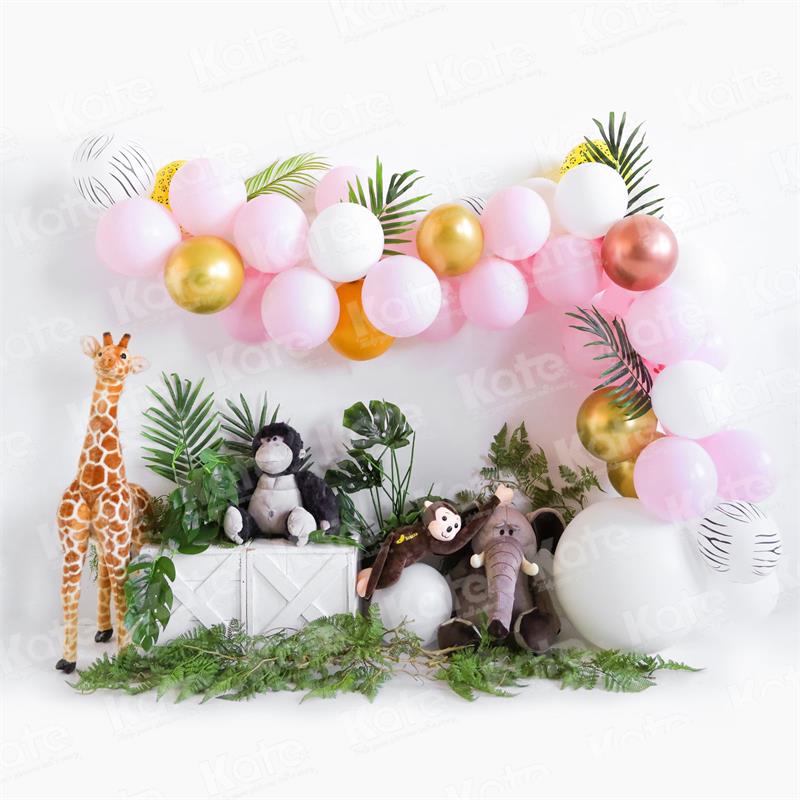 Kate Forest Animal World Backdrop Pink Balloon Designed by Uta Mueller Photography - Kate Backdrop AU