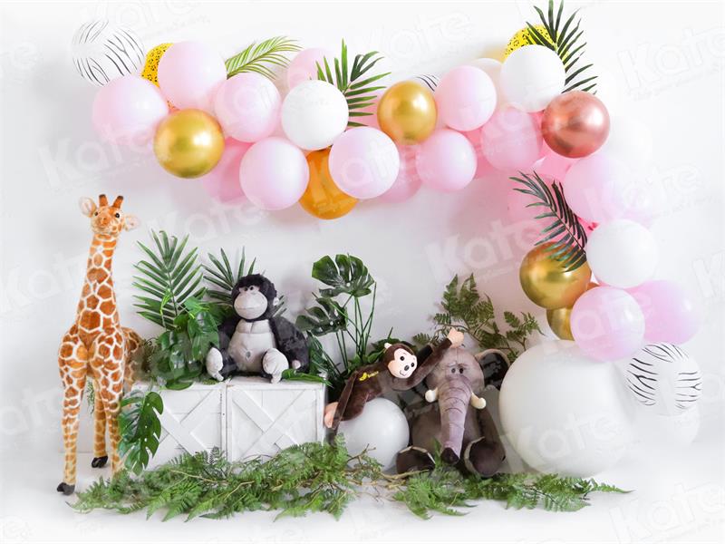 Kate Forest Animal World Backdrop Pink Balloon Designed by Uta Mueller Photography - Kate Backdrop AU