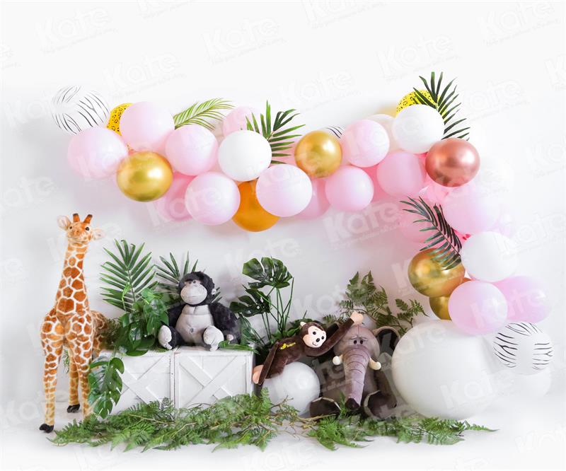 Kate Forest Animal World Backdrop Pink Balloon Designed by Uta Mueller Photography - Kate Backdrop AU