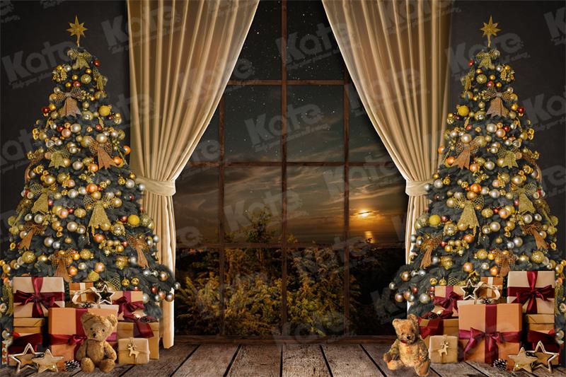 Kate Christmas Tree Backdrop Moon Starry Sky for Photography - Kate Backdrop AU