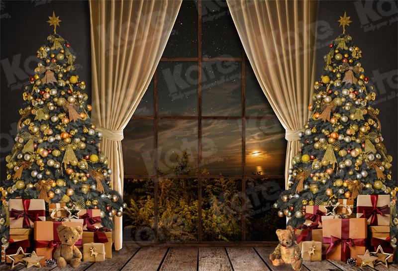 Kate Christmas Tree Backdrop Moon Starry Sky for Photography - Kate Backdrop AU