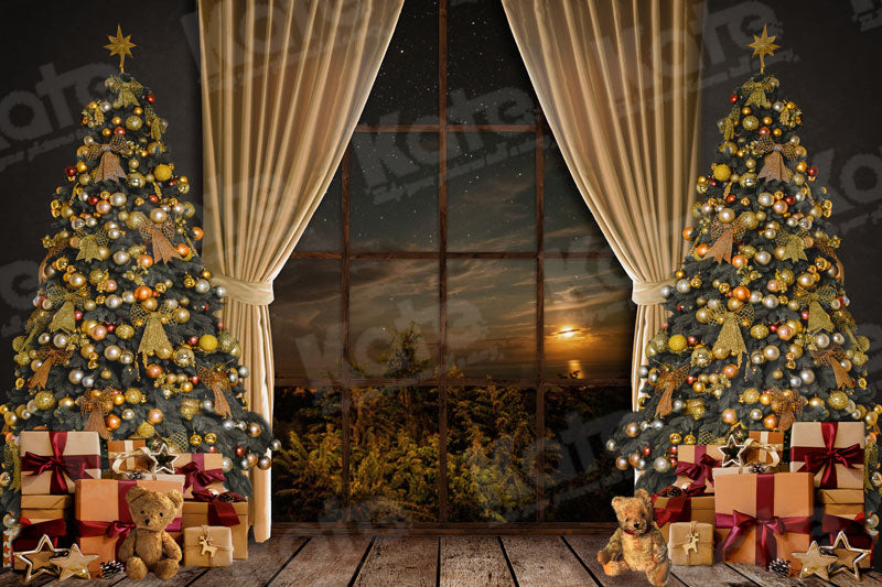 Kate Christmas Tree Backdrop Moon Starry Sky for Photography - Kate Backdrop AU
